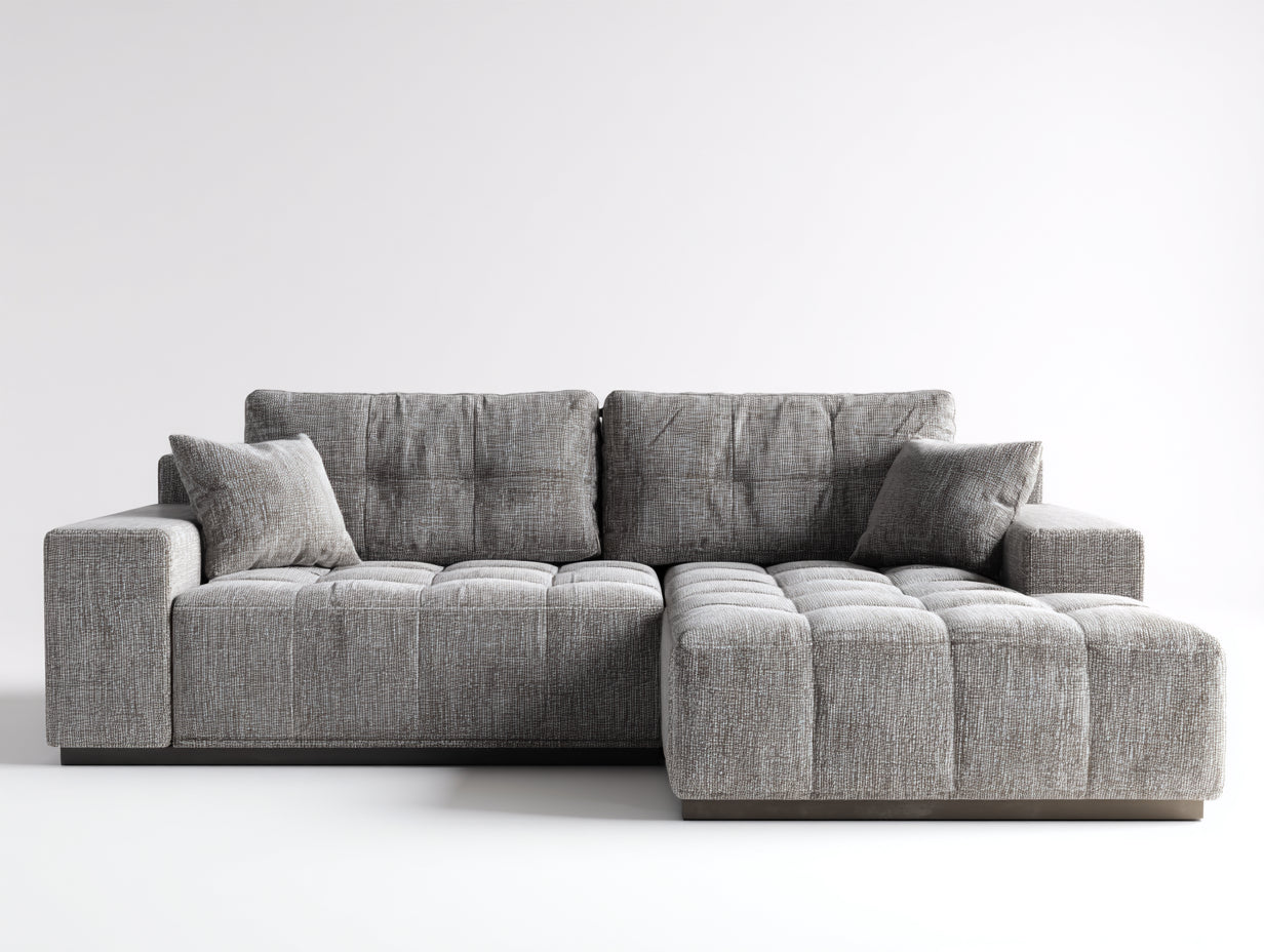 Sofás de esquina tela 275x170x86 cm gris para salón - diseño moderno