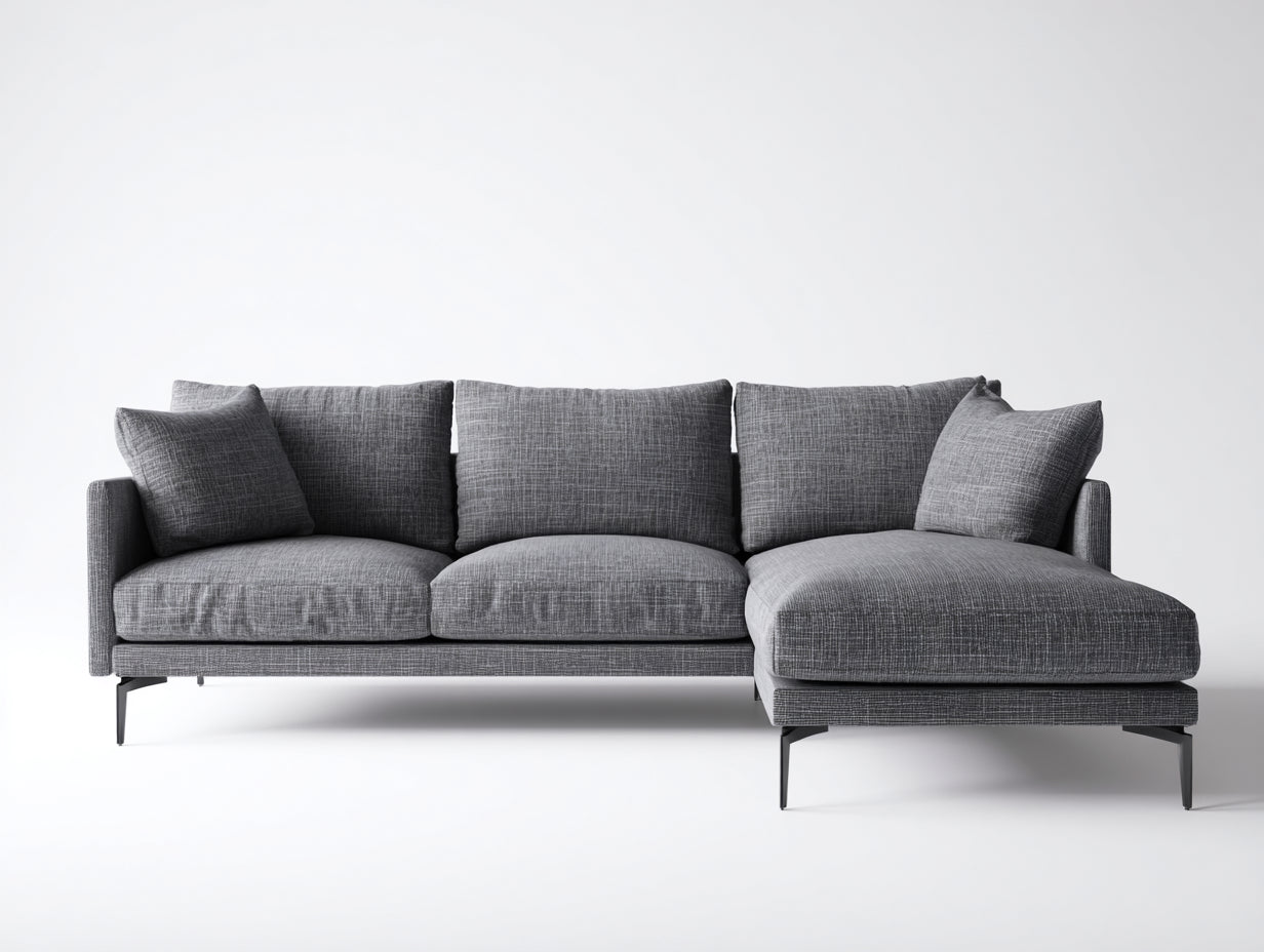 Sofás de esquina tela 286x176x84 cm gris para salón - diseño contemporáneo