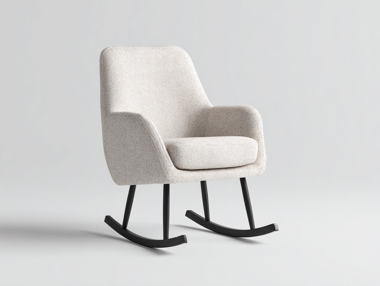 Mecedoras de tela 72x88x98 cm beige-negro - sillón acolchado - estilo moderno