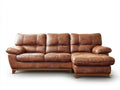 Sofás de esquina de piel sintética 270x180x92 cm marrón - sofá chaise longue acolchado - estilo clásico