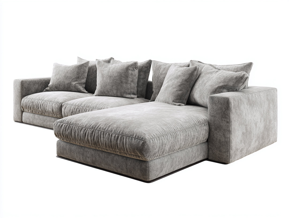 Sofás de esquina tapizados de tela 282x176x78 cm - Gris topo - Diseño lounge moderno