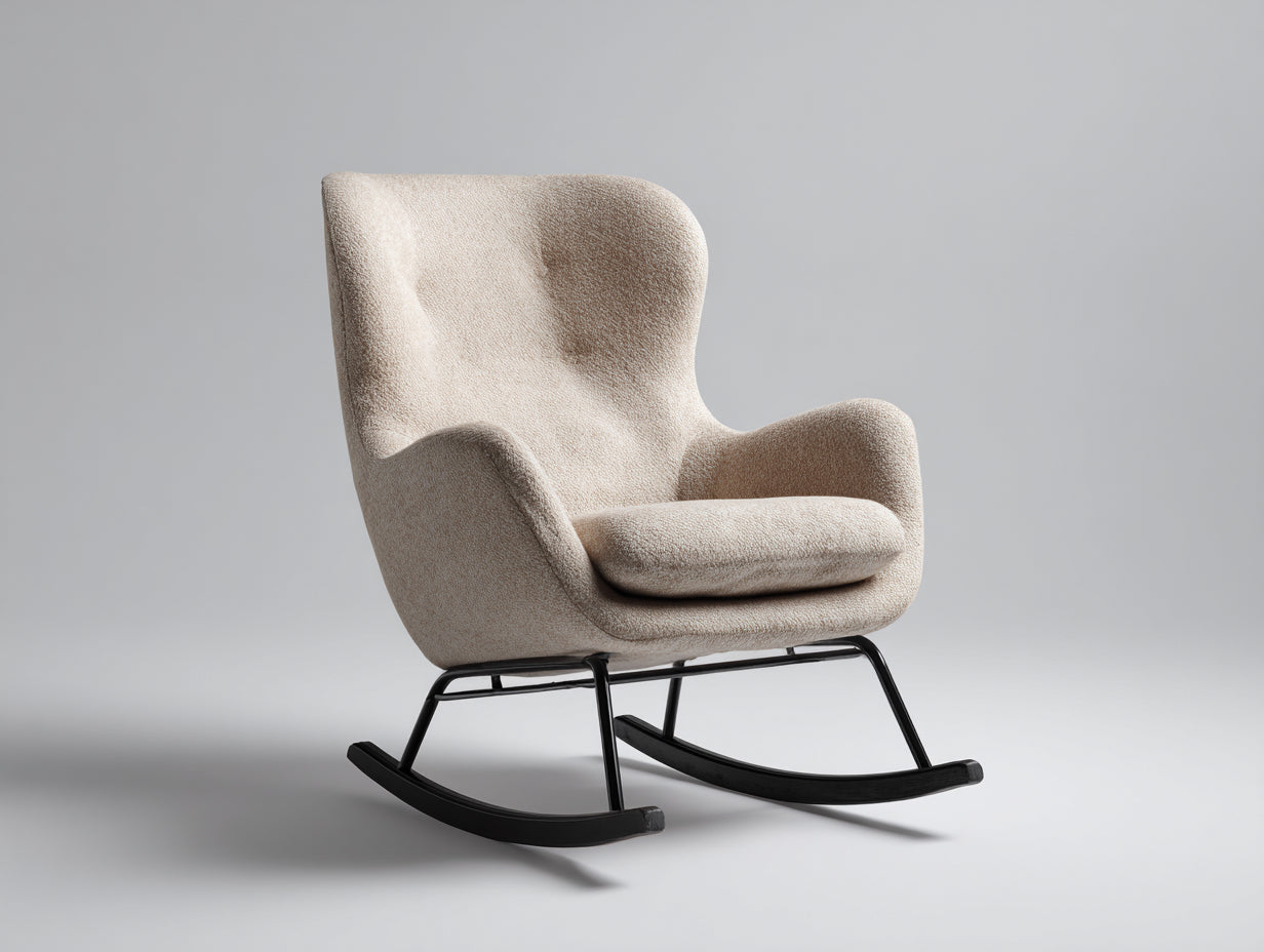 Mecedoras de tela 82x96x102 cm beige-negro - sillón envolvente acolchado - estilo moderno