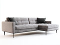 Sofás de esquina tapizados de tela y metal 268x162x84 cm - Gris claro-Negro - Diseño contemporáneo