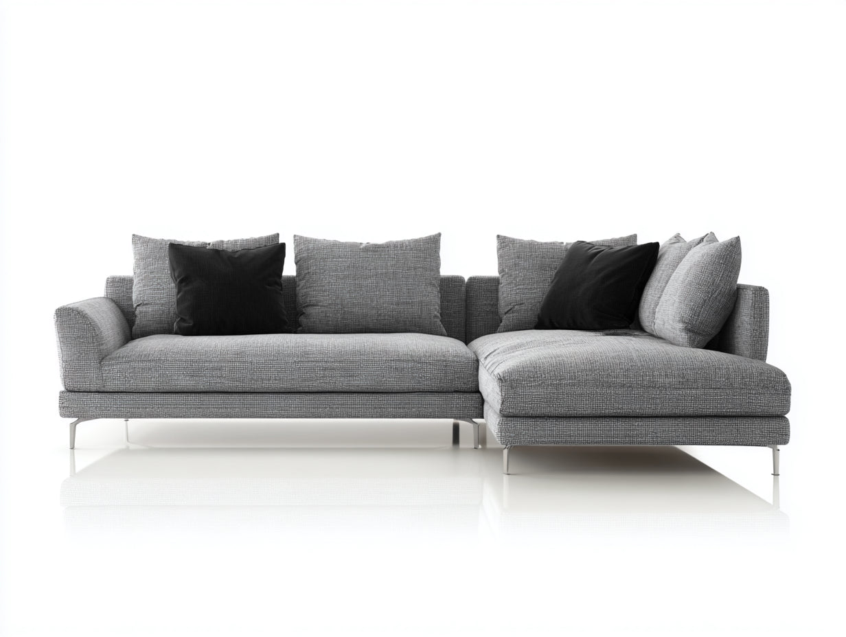 Sofás de esquina de tela 275x185x82 cm gris-negro - sofá chaise longue moderno - estilo minimalista
