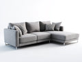 Sofás de esquina tapizados de tela y metal cromado 254x168x82 cm - Gris claro-Plateado - Diseño minimalista