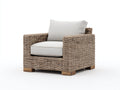 Sillones de ratán natural con cojín beige 92x85x75 cm - para jardín - diseño rústico con reposabrazos