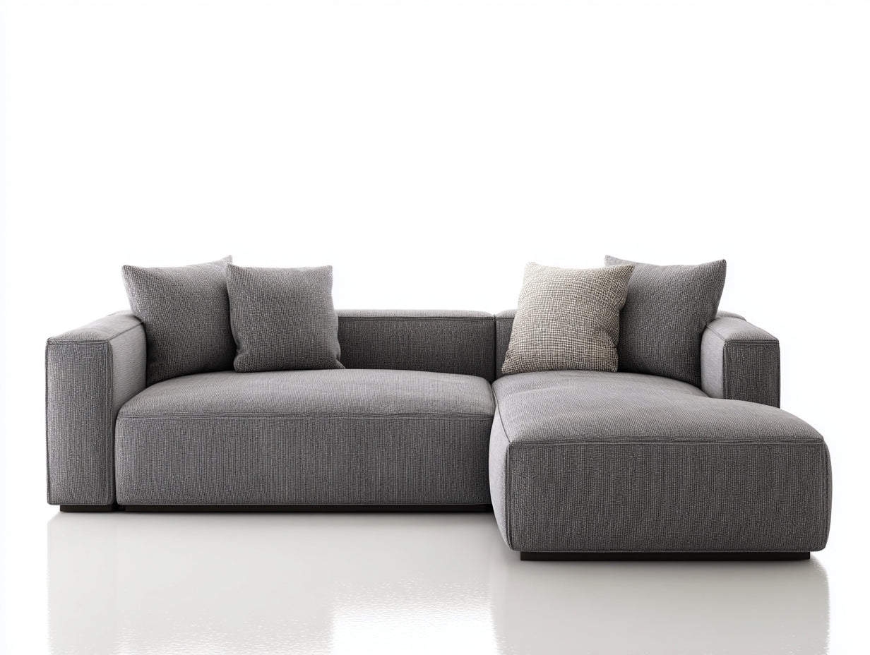 Sofás de esquina tapizados de tela 260x165x80 cm - Gris oscuro-Gris claro - Diseño moderno