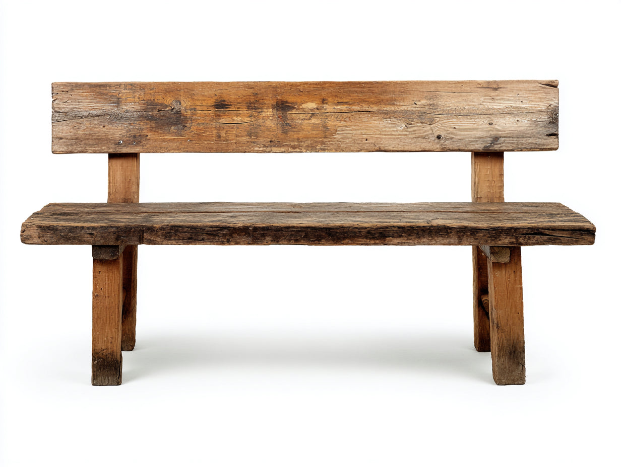 Bancos de jardín 150x45x82 cm - madera marrón para exterior - estilo rústico con respaldo