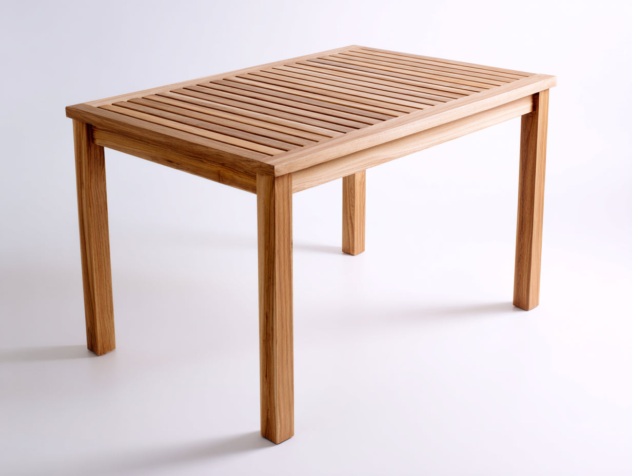 Mesas de jardín 140x80x75 cm - madera marrón para exterior - diseño rectangular con tablero de listones