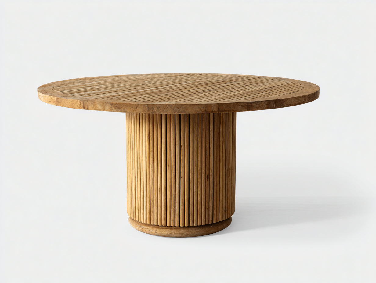 Mesas de jardín de madera 140x140x76 cm marrón - mesa redonda exterior - estilo natural