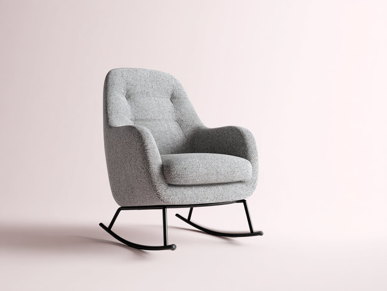 Mecedoras de tela gris y metal negro 74x88x93 cm - para salón - diseño moderno con patines