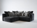 Sofás de esquina de tela 260x260x72 cm gris-negro - sofá modular cuadrado - estilo moderno
