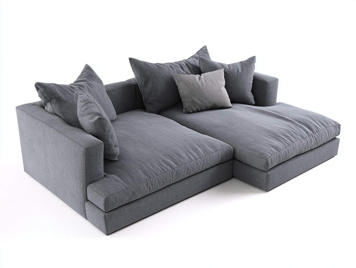 Sofás de esquina de tela 250x180x82 cm gris - sofá modular cuadrado - estilo moderno