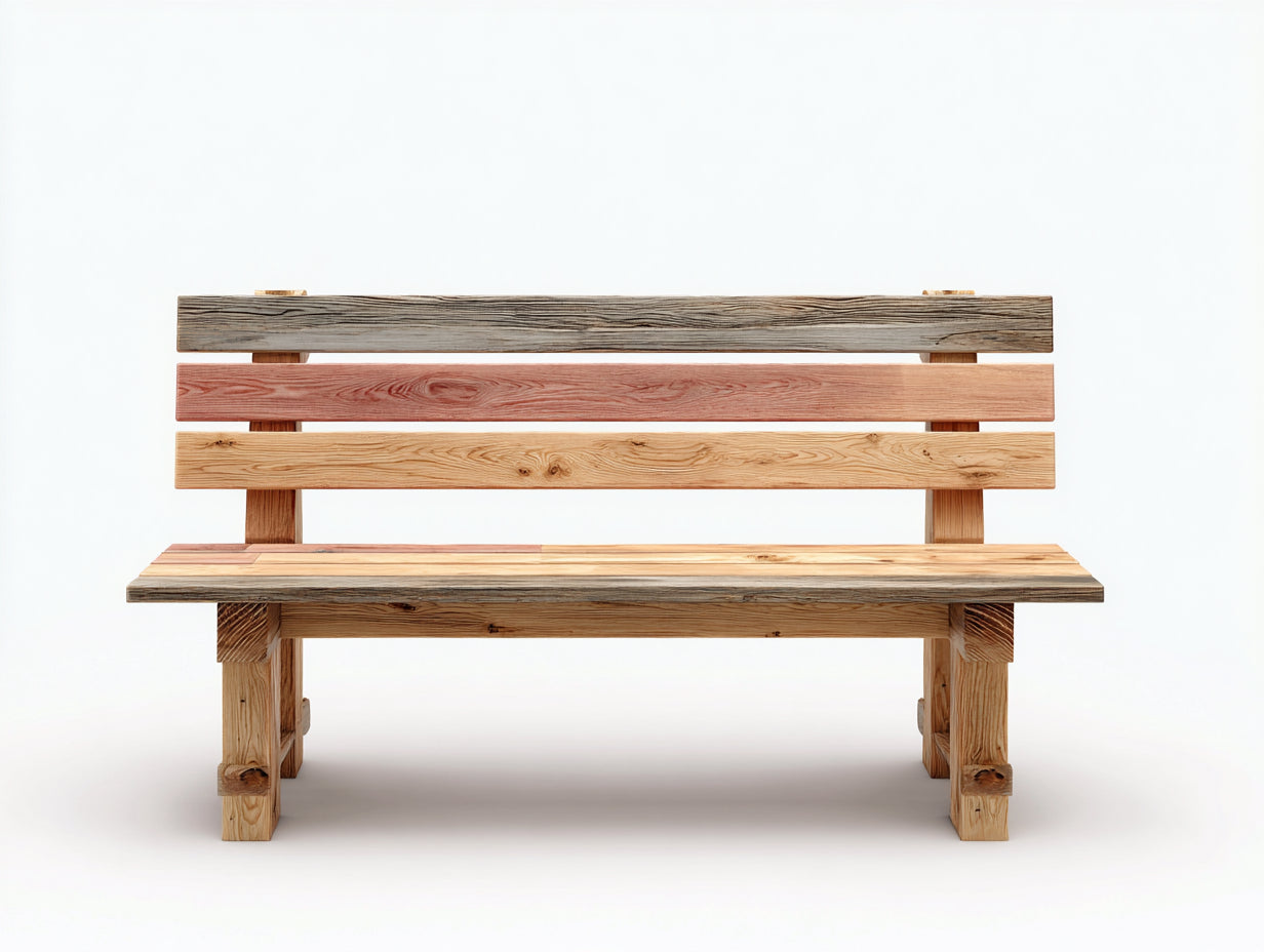 Bancos de jardín 150x60x90 cm - madera natural multicolor para exterior - diseño rústico con respaldo