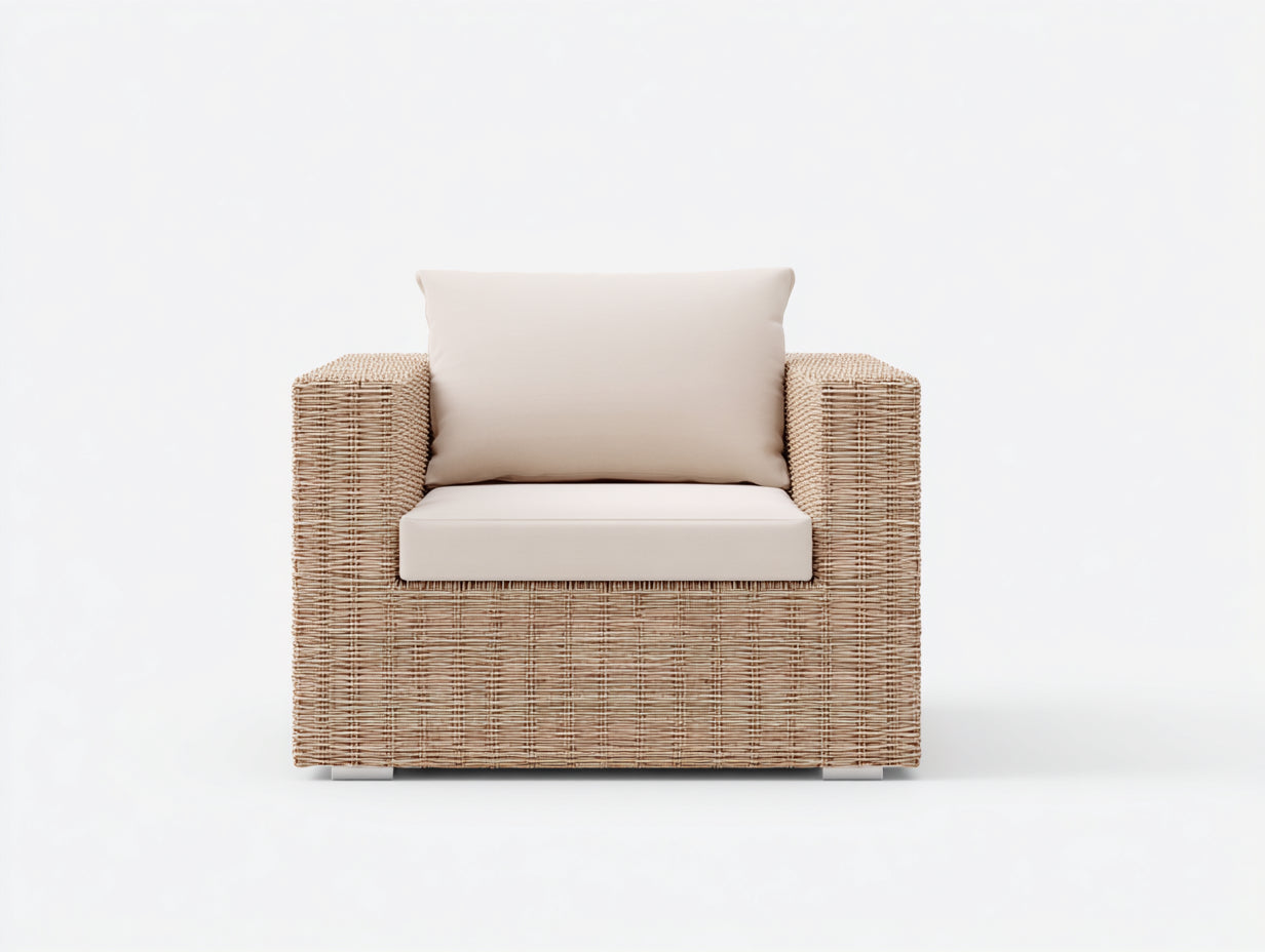 Sillones de ratán 95x85x78 cm beige - sillón individual exterior - estilo natural