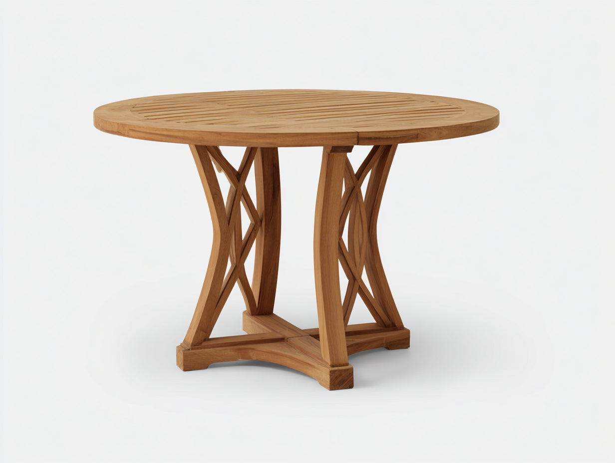 Mesas de jardín de madera 120x120x75 cm marrón - mesa redonda exterior - estilo natural