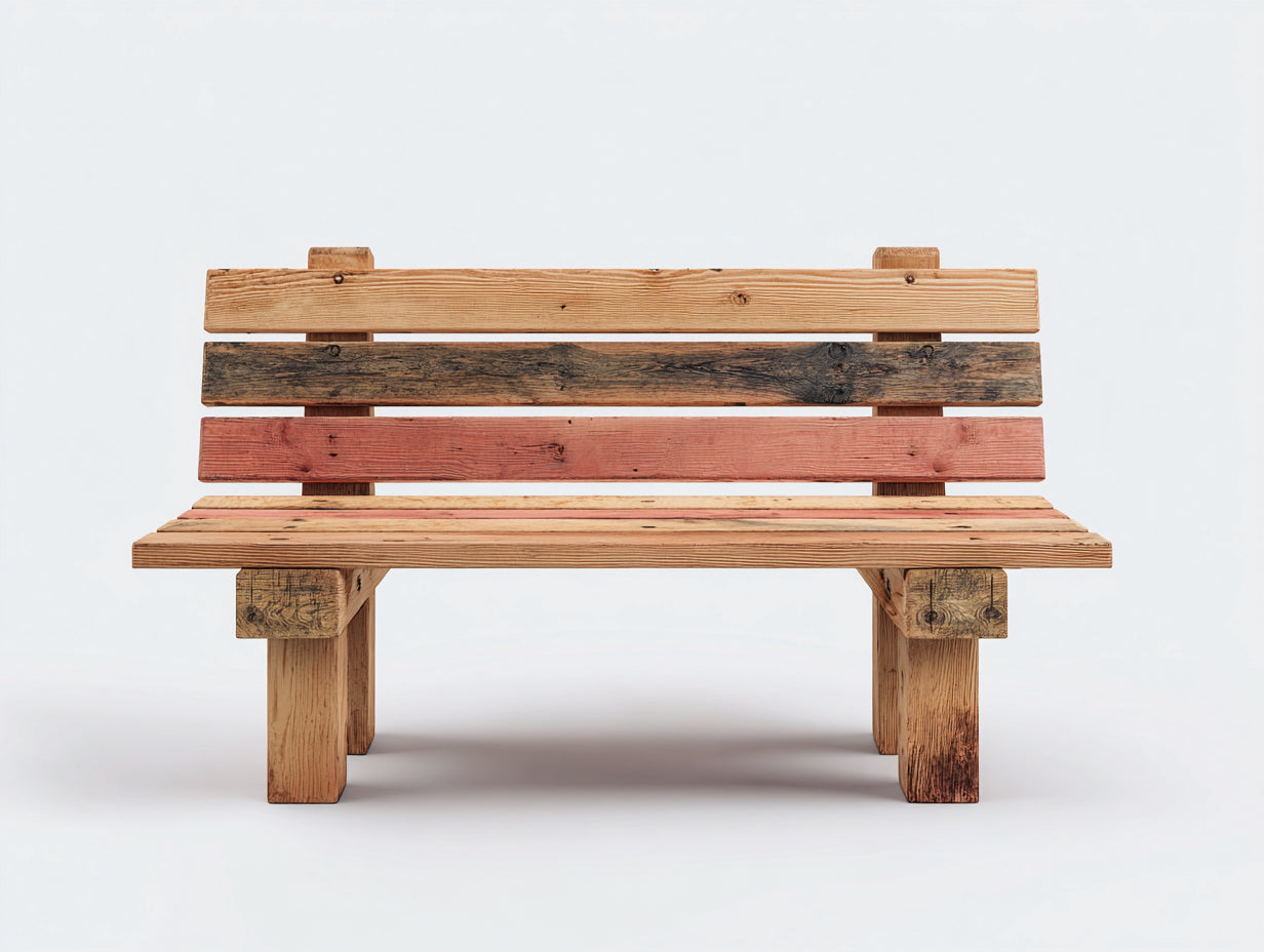 Bancos de jardín de madera multicolor 125x50x82 cm - para exterior - diseño rústico con respaldo