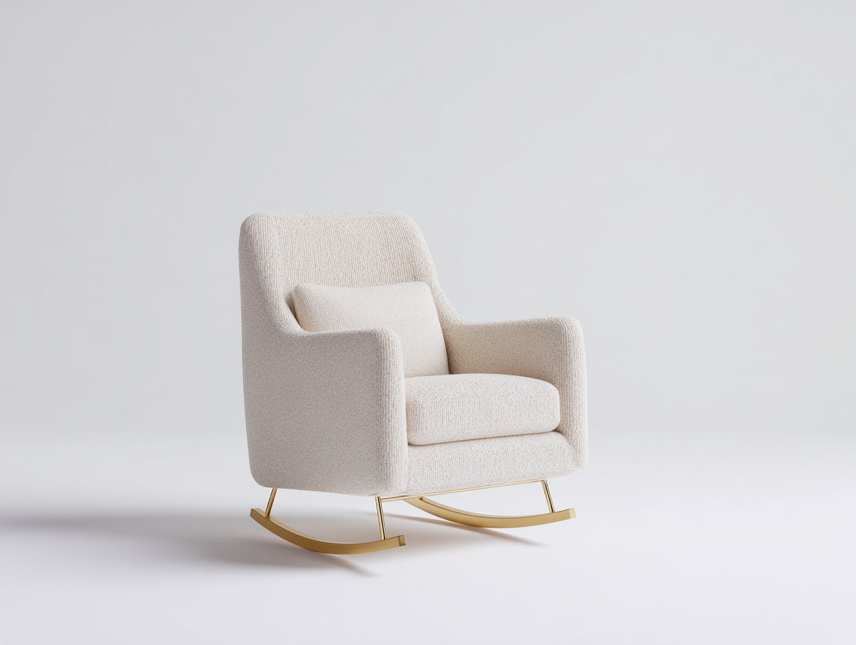 Mecedoras de tela 78x92x96 cm beige-dorado - sillón acolchado - estilo moderno